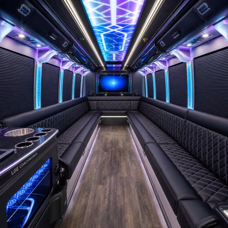 15 Passenger Party Bus Interior