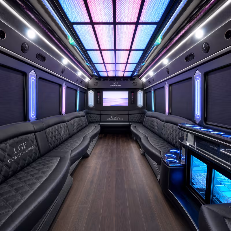 15 Passenger Party Bus Interior