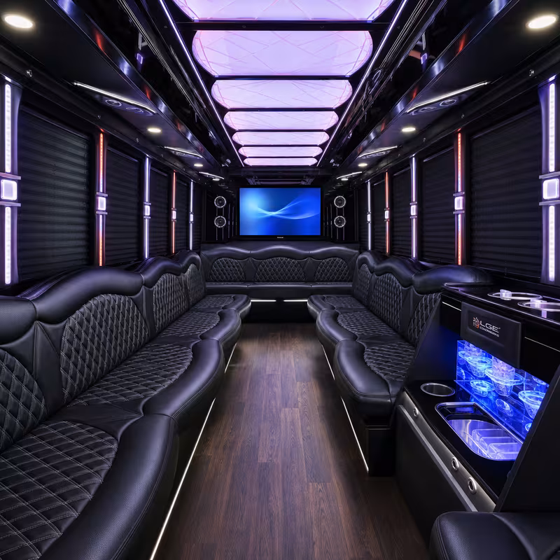 18 Passenger Party Bus Interior