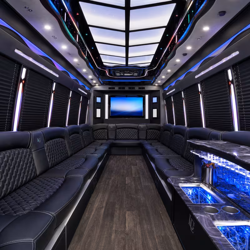 18 Passenger Party Bus Interior