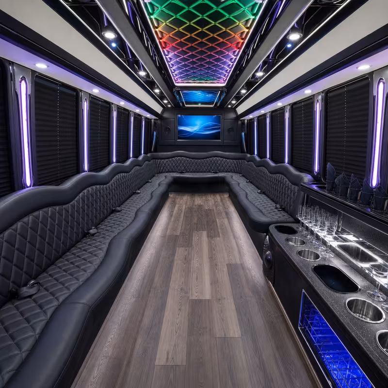 20 Passenger Party Bus Interior