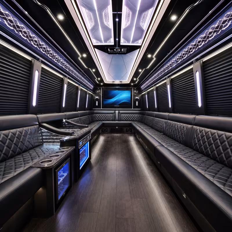 25 Passenger Party Bus Interior