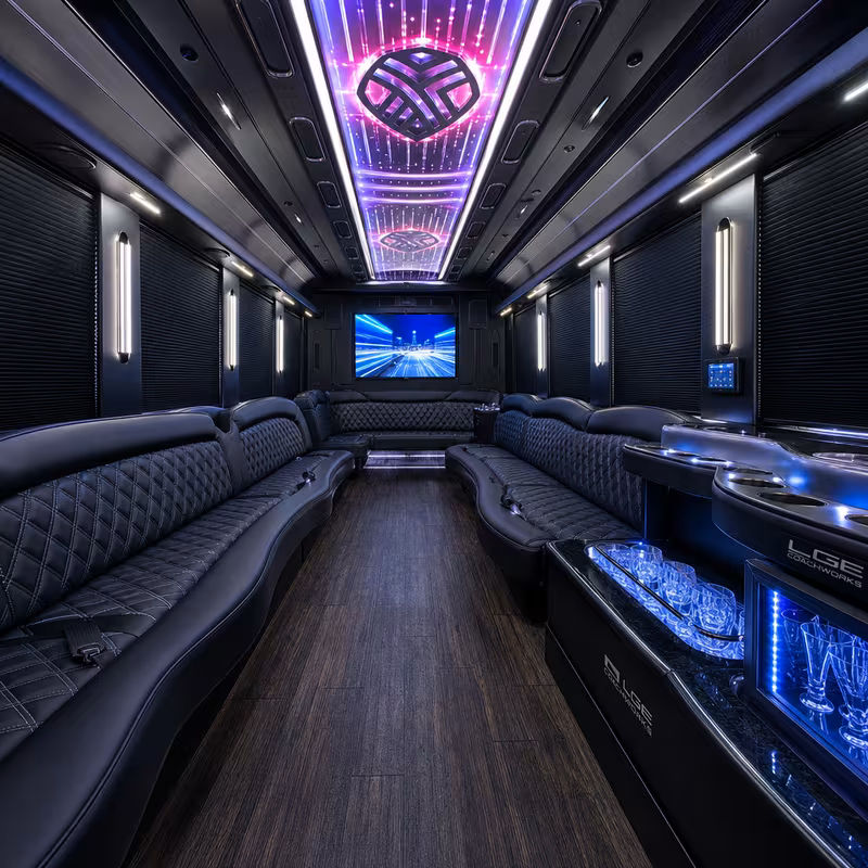 25 Passenger Party Bus Interior