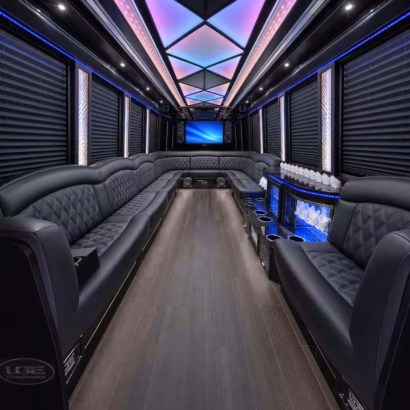 28 Passenger Party Bus Interior