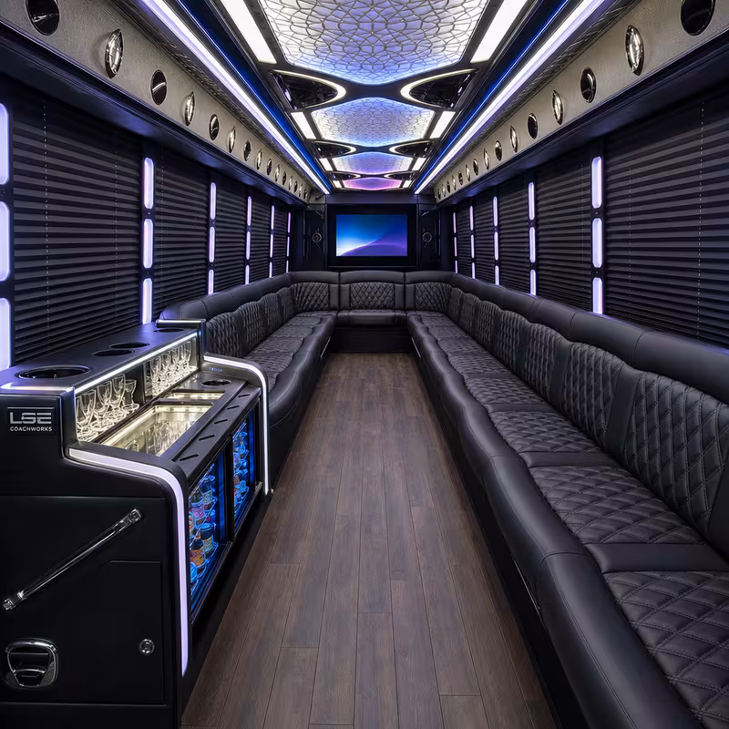28 Passenger Party Bus Interior