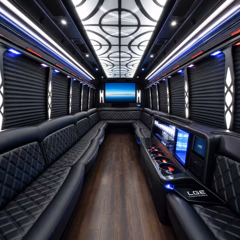 40 Passenger Party Bus Interior