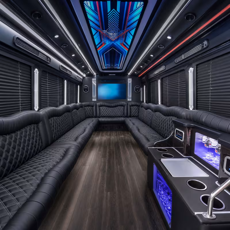 50 Passenger Party Bus Interior