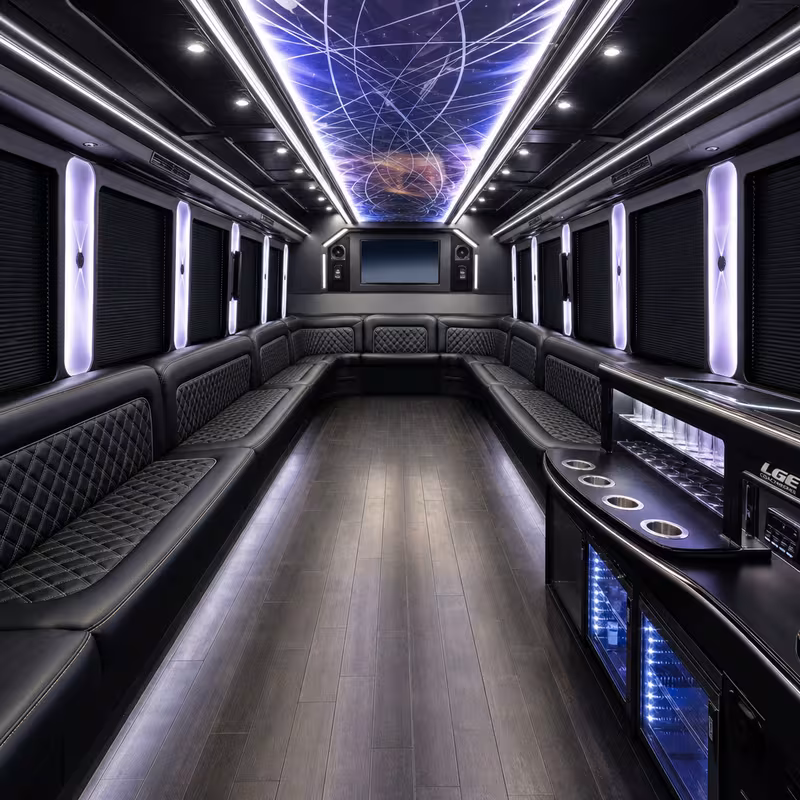 50 Passenger Party Bus Interior