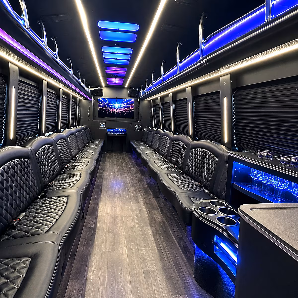 Brooklyn Private Event Transportation party bus interior