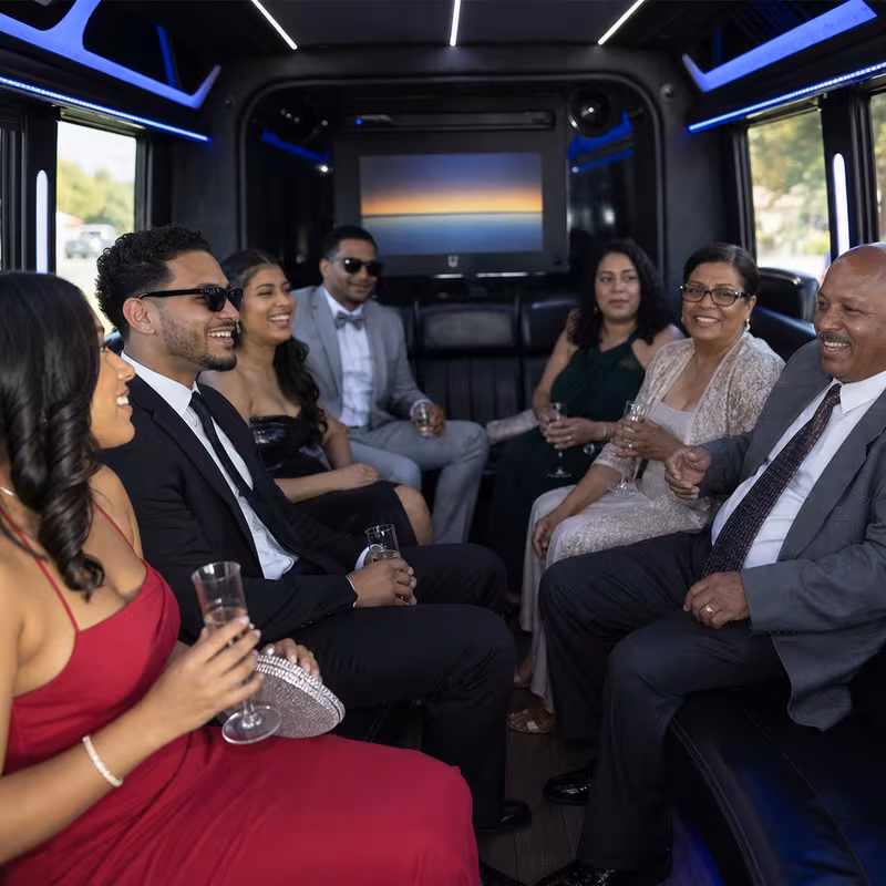 Black Mercedes Sprinter van staged for an Brooklyn Private Event Transportation group