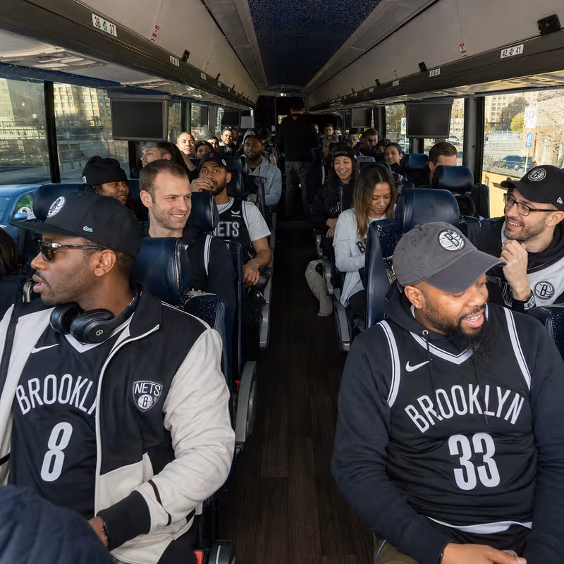 Black Mercedes Sprinter van staged for an Brooklyn Sporting Event Transportation group