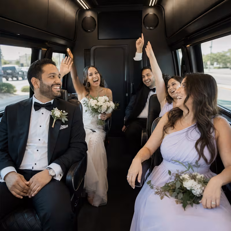 Black Mercedes Sprinter van staged for an Brooklyn Wedding Transportation group