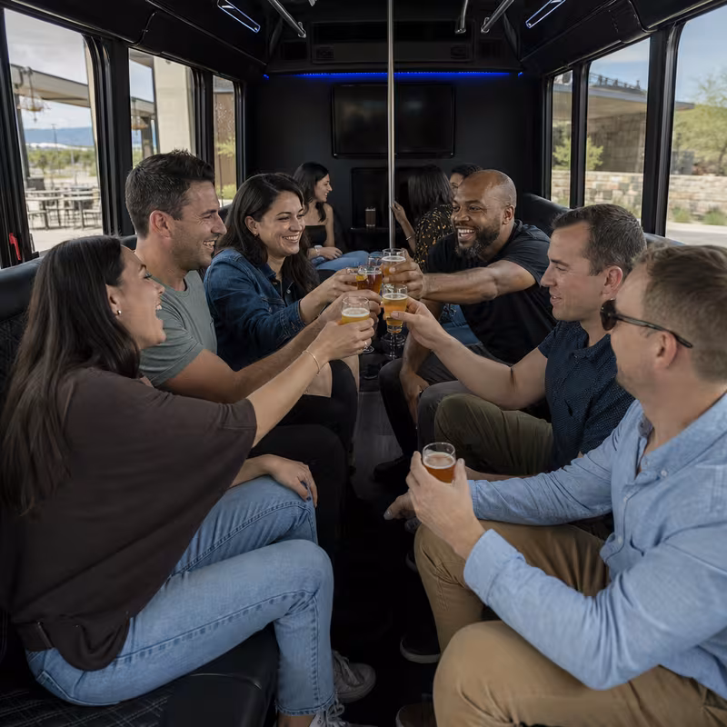 Black Mercedes Sprinter van staged for an Brooklyn Winery & Brewery Tour Transportation group