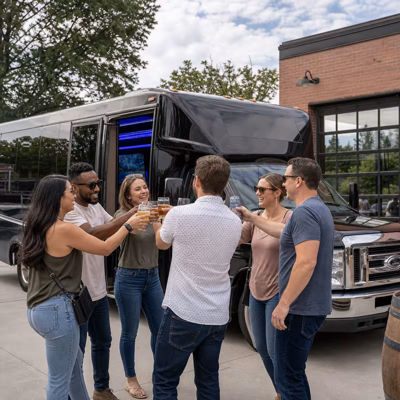 Passengers loading luggage while boarding an Brooklyn group shuttle